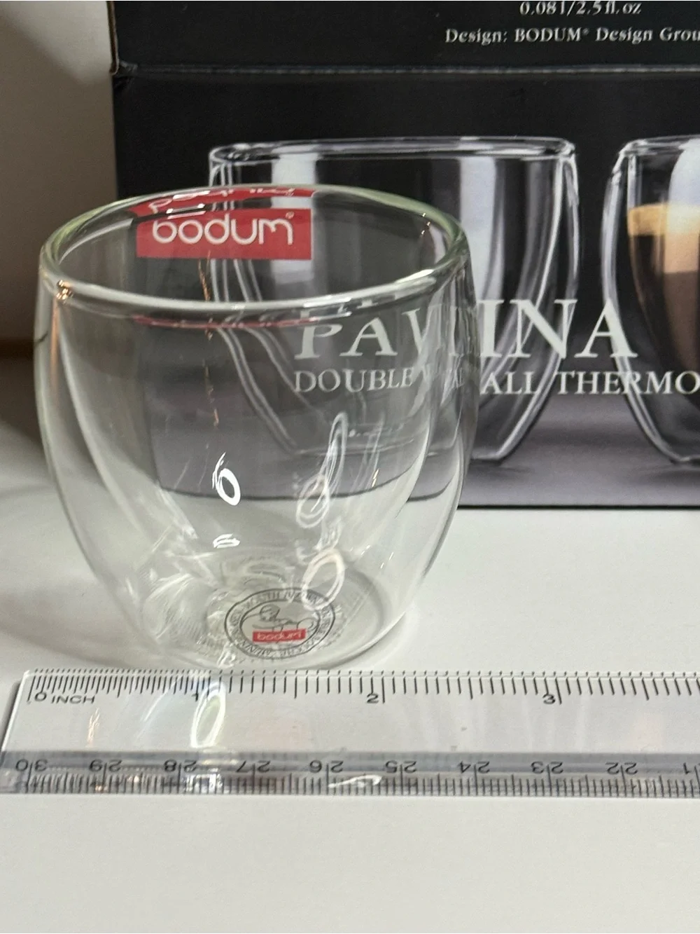 Bodum Clear Double-Wall Pavina Glasses with Espresso Visual